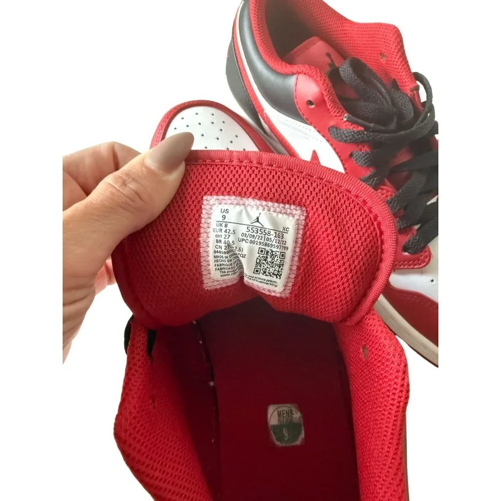Nike Air Jordan 1 Low Shoes Chicago Bulls Red Sneakers 553558-163 Size 9 Limited